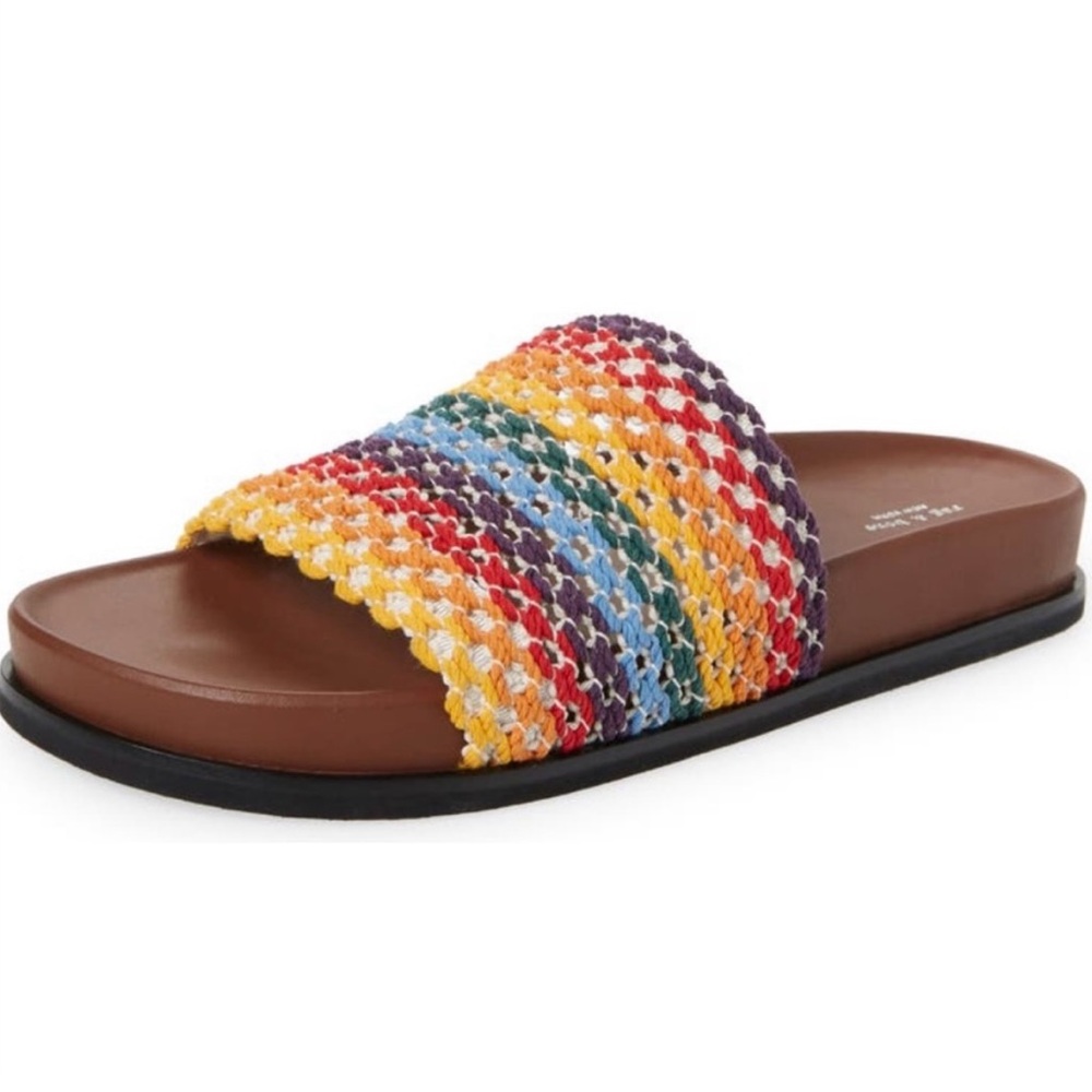 NEW Rag & Bone Bailey Slide Sandals Multi Color Knit Size 38
